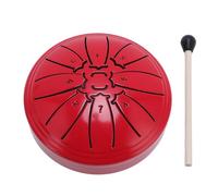 Eujgoov 4 Inch 8 Note Mini Steel Tongue Drum Carbon Steel Beech Wood Exquisite Design Easy Carrying Easy To Learn And Play Suitable For Meditation Practice Entertainment (Red)