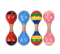 Eujgoov 4pcs Double Headed Sand Shakers, 4-Piece Set Wooden Colorful Double Headed Sand Shakers Infant Early Learning Training Percussion Instruments