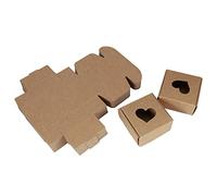 Eujgoov 50Pcs Kraft Paper Candy Box Folding Packing Box 65x65x30mm for | 50Pcs Kraft Paper Candy Box Folding Packing Box 65x65x30mm for Wedding Favor Jewelry Soap Packaging DIY Party Supplies