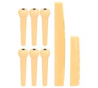 Eujgoov 6 Guitar Pins Pegs, 1 Guitar Bone Saddle, 1 Bone Nut Practical Replacement Part ABS Plastic Material Good Wear Ability Not Easy To Corrode, Music Instrument Accessories