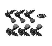 Eujgoov 6pcs Guitar String Locking Tuners 3L3R Alloy Metal Silver Black 6 Ferrules 6 Screws Fits Electric Acoustic Guitar (3L3R)