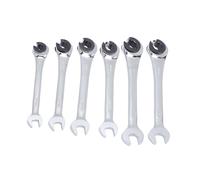 Eujgoov 6PCS Open End Ratchet Wrench Set, Ratcheting Mechanism, Flare Nut Tool for Brake and Fuel Lines, 10mm to 17mm for Automotive Repair