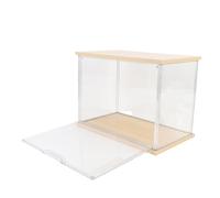Eujgoov Acrylic Display Case for Collectibles, Stackable Plastic Figures Showcase with Transparent Protection, 14.3x8.7x10.7in Home Organizing Storage for Dolls Action Figures Books (Yellow)