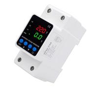 Eujgoov Adjustable Voltage Protector, 63A Digital Display Over Under Voltage Current Protective Device with Automatic Reset, LED Indicator, DIN Rail Mounting for Electrical System