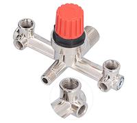 Eujgoov Air Compressor Switch Tube Pressure Regulator with V-Shaped Ring Seal High Precision Piston Compressor Part Double Outlet Valve for Stable Air