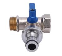 Eujgoov Brass Angle Stop Valve T Adapter Shut Off Quarter Turn Ball Tee Connector G1/2 DN15 Female, Male Thread NPT 3/8 Inch 15mm Interface, Tee Valve for Kitchen Bathroom