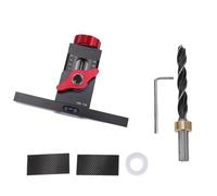 Eujgoov Cabinet Door Installation Jig with 10mm 3 Point Drill Bit, | Integrated Level Bubble for Flatness Check, Extended Crossbar with Non-slip Pads, Dual-sided Measuring Scales for Alignment