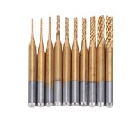 Eujgoov Carving End Mill, 10PCS Ti Coating Carbide CNC Milling Cutter Engraving Bits 0.8-3mm, 1/8 Inch Shank, for PCB Board, Wood, Plastic Fiber