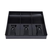 Eujgoov Cash Register Insert Tray, Money Storage Box with 3 Bill Compartments and 3 Coin Compartments, Sturdy ABS Plastic Replacement for Cash Drawer (Black)