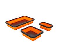 Eujgoov Collapsible Magnet Parts Tray Set of 3 Foldable Silicone Tool Trays Screw Trays with Strong Magnet Base for Mechanics Automotive Toolbox Storage