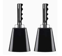 Eujgoov Cow Bell with Handle 2 Pack Metal Cowbells 9.1 X 2.8 X 2in Loud Cheering Noise Makers Clear Ring Thickened Build for Sporting Events Football Baseball Parties (1 Pair Black)