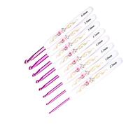 Eujgoov Crochet Hook Set Knitting Needles 8PCS Aluminum Ergonomic Soft Handle Smooth Hooks for Heavy or Thin Yarn with Letters and Numbers Printed (Thick White Handle)