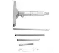 Eujgoov Depth Micrometer High Precision Measuring Tool 0.01mm Resolution 0 to 150mm with Interchangeable Rods Locking Device Quick Zero Adjustment for Engineers Machinists Inspection (0-100mm 4