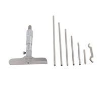 Eujgoov Depth Micrometer High Precision Measuring Tool 0.01mm Resolution 0 to 150mm with Interchangeable Rods Locking Device Quick Zero Adjustment for Engineers Machinists Inspection (0-150mm 6