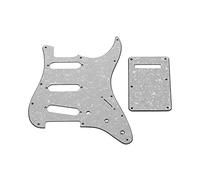Eujgoov Electric Guitar Pickguard Set White Pearl PVC with 3 Single Coil Pickups Professional Replacement for Music Enthusiasts Includes Back Plate and Screws Easy Installation 0.25cm