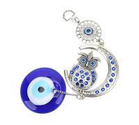 Eujgoov Evil Eye Pendant Night Owl Moon, Coloured Glaze Alloy Decoration, Protection Amulet, Beautiful Home Office or Holidays