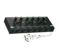 Eujgoov Headphone Amplifier Mini System, Metal 6 Channel Mixer with Independent Volume Control for Studio Recording and Live Performance
