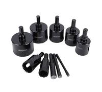 Eujgoov Hole Saw Tile Drill Bits Kit, Carbon Steel, Eva Guide | 6mm to 50mm Range, Dry Wet Cutting for Stable Placement, Carborundum Coating for Ceramic Glass Granite