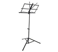 Eujgoov Light Weight Collapsible Easily Adjust Height Metal Music Stand Small Portable Shelf Lift Adjustable Height Angle Tripod Stand with Rubber-coated Firm Feet Small Structure Large (Black)
