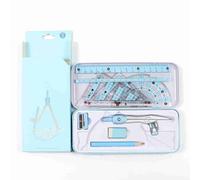 Eujgoov Math Geometry Kit, Plastic Engineering Drawings Tool, Versatile Rulers and Protractor Set for Students and Teachers (Blue)