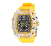 Eujgoov Men Fashion Transparent Clock Water Proof 50 M Bright, Casual Cool Large Dial Silicongurt Business Watch for Avant Garde Style Style (Yellow Band)