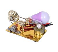 Eujgoov Model Hot Air Stirling Engine Zinc Alloy Mini Generator Motor with LED Bulb 160x87x77mm Ready to Use Science Experiment for Classroom Teaching Desktop Display Adults Kids (Gold)