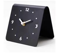 Eujgoov Modern Metal Desk Clock Silent Movement for Bedroom Living Room Home Decoration, Battery Operated Table Clock for Family Rest Study (Black)