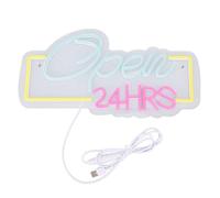 Eujgoov Open 24HRS Neon Sign USB Powered Acrylic LED Brightness Adjustable with Hanging Chain for 24 Hour Convenience Stores Bars Shops Hotels