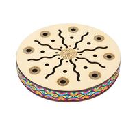 Eujgoov Sea Drum Ocean Wave Sound 8in Ethnic Percussion Maple Wood Hand Drum for Music Waves Sound Effect Handheld with Colorful Belt for Music Classrooms and Outdoor Gatherings