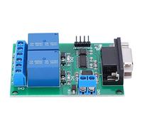 Eujgoov Serial Relay Switch 2 Channel Relay Module with DB9 Interface DC 12V Low-Level Output Plastic Material