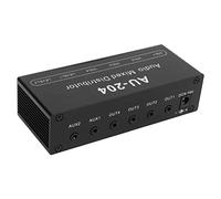 Eujgoov Stereo Splitter Box Mini Stereo Audio Splitter Box Preamplifier Headphone Amplifier 2 Way Input 4 Way Output 3.5mm Individual Control Switch Aluminum Cover, for DJ