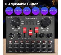 Eujgoov V8S USB C Interface Sound Adapter, Portable Rechargeable Sound Card with BT 4.1, Double DSP Noise Control Chip for Professional Reverb Effects, Plug and Play for Phone