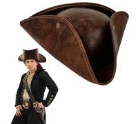 EujRcf 1 Pcs Brown Pirate Hat for Adult,Pirate Hat,Halloween Costume Accessories, Musketeer Cosmetic Accessories, Tricorn Brown Pirates Hat Theme Party Supplies Role Cosmetic Accessories