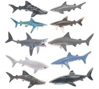 EujRcf 10 Pcs Shark Model, Miniature Realistic Marine Ornaments Animals Figures, Ocean Creatures Cake Topper, Educational Ornaments for Party Decoration, Landscape Layout and Kids Gift