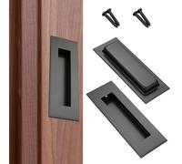 EujRcf 2 Pack Recessed Door Handles with 4 Screws, Sliding Door Handles, Pocket Door Handle Black, Recessed Finger Pull for Door Cabinet Drawer Wardrobe Dresser
