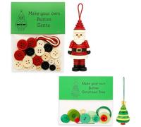 EujRcf 2 Pack Santa Buttons, Funny Snowman & Christmas Tree DIY Button Ornaments, Make Your Own Santa Claus, Plastic, Medium, 2 Pieces