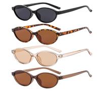 EujRcf 4 Pairs Retro Oval Sunglasses for Women 90s Trendy Chic Narrow Thin Cat Eye Sunglasses Women, Fashion Eyeglasses for Men,Kids,Party,Travel, Daily Use Outdoor Driving Holiday Beach