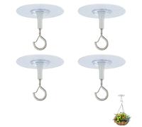 EujRcf 4 PCS Adhesive Ceiling Hook, Heavy Duty Self-Stick Ceiling Hooks, Ceiling Hooks, No Drilling, for Hanging Plants, Bird Feeders, Lanterns, Wind Chimes, Outdoor Decoration Planters