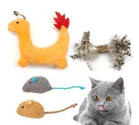 EujRcf 4 Pcs Cat Toys for Indoor Cats, Catnip Toys Set with Plush Fire Dragon, Silvervine and Mouse Toys, Interactive Kitten Toys, Natural Cat Enrichment Toy for Kicking Chasing Carrying