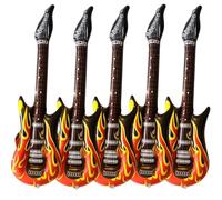 EujRcf 5 Pcs Flame Inflatable Guitar for Adults Kids, Inflatable Punk Rockstar Guitar Inflatable Party Props for Themed Parties for 80s 90s Themed Carnival Party Fancy Dress Accessory(90cm)