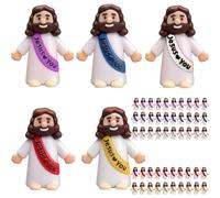 EujRcf 50 Pack Mini Jesus Figures, Mini Jesus Statue, Religious Tiny Cute Jesus Doll, Religious Party Favors for Sunday School, Baptism Gifts, Jesus Gifts,Jesus Statue Decorations, 5 Colors, 10 Each