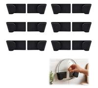 EujRcf 6 Pairs Pan Lid Holder, Saucepan Lid Holder Cupboard Door, No Drill Kitchen Lid Rack, Wall Mounted Pan Lid Storage Organiser for Kitchen, Restaurant, Cabinet, Wall (Black)