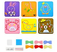 EujRcf 6 PCS Sewing Kit for Kids, Children's Handmade Felt Fabric, Kids Sewing Kit with 1 Pack of Movable Eyeballs, 4 Anti-Injury Needles, Toddler Crafts, Aged 3-12, Threading Toys Gifts for Children