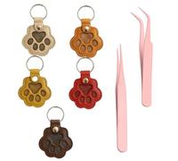 EujRcf 7Pcs Dog Hair Keyring, Pet Fur Keepsake Memorial Keychain, Paw Shaped Leather Keychain for Pet Hair Storage, Sentimental Gift for Pet Lovers to Preserve Memories, Includes 7 Colors