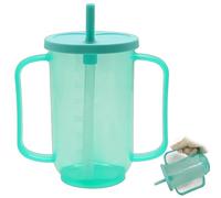 EujRcf Adult Straw Cup, Spill-Proof Sippy Cups with Straw and Lid, Liquid Feeding Cup for Bedridden Patients, Two Handled Mug, for Adult, Disabled, Hospital, Convalescent Care