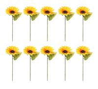 EujRcf Artificial Sunflowers, 10 Stems Realistic Silk Fake Flowers for Wedding Party Indoor Home Decoration, Durable Bouquet for Kitchen Living Room Dining Table Office