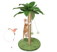 Eukue Large Cat Scratching Post 85 cm with Artificial Leaves, Scratching Post with Sisal Rope and Sturdy Base Plate, Large Inner Scratching Post for Kittens and Adults Cats