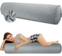 EULANT Inflatable Body Pillow for Sleeping, Soft Sid-Sleeping Pillows, Long Round Cervical Pillow, Bolster Pillow, Hug Pillow for Home/Camping/Travel, Compact & Blow-up Inflation,120 * 20cm,Grey
