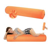 EULANT Inflatable Body Pillow for Sleeping, Soft Sid-Sleeping Pillows, Long Round Cervical Pillow, Bolster Pillow, Hug Pillow for Home/Camping/Travel, Compact & Blow-up Inflation,120 * 20cm,Orange