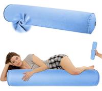EULANT Inflatable Body Pillow for Sleeping, Soft Sid-Sleeping Pillows, Long Round Cervical Pillow, Bolster Pillow, Hug Pillow for Home/Camping/Travel, Compact & Blow-up Inflation,120 * 20cm,Blue
